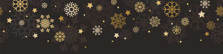 vector file showing christmas time snow stars seamless background colored black and goldのイラスト素材