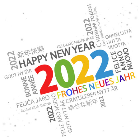eps vector file with word cloud with new year 2022 greetings and white backgroundのイラスト素材