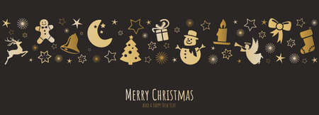 eps vector file banner with christmas greetings with typical abstract xmas symbols for christmas and winter time concepts and New Yearのイラスト素材
