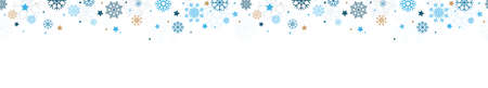 vector illustration showing christmas and advent time falling snow stars seamless background header colored blue and whiteのイラスト素材