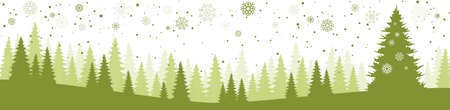 vector file showing christmas time nature landscape background with snow fields, firs, falling flakes and colored backgroundのイラスト素材