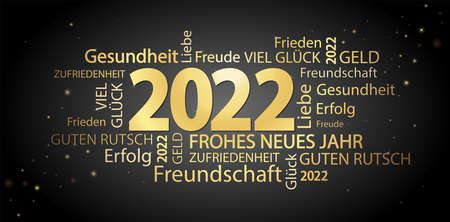 eps vector file with word cloud with new year 2022 greetings and black backgroundのイラスト素材