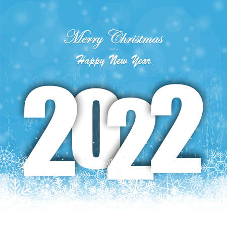 background with snow fall and greetings for christmas and New Year 2022のイラスト素材