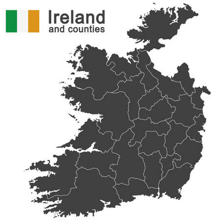 European country Ireland and counties in detailsのイラスト素材