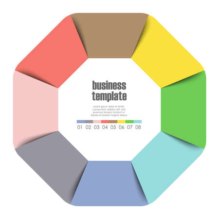 colored template of business info graphic with different options showing team work processのイラスト素材