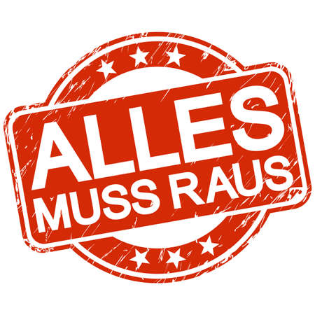 red round stamp with scratches and text final clearance (in german)のイラスト素材