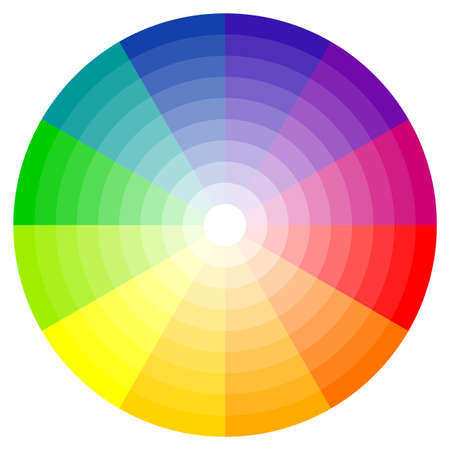 illustration of printing color wheel with twelve colors in gradationsのイラスト素材