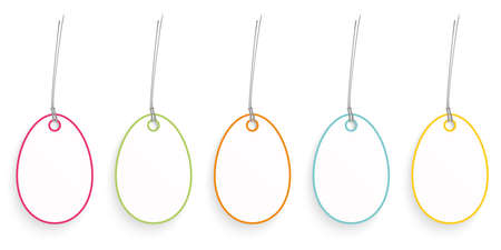 eps vector illustration of plain and simple easter egg hang tags with different colors for easter time greetingsのイラスト素材