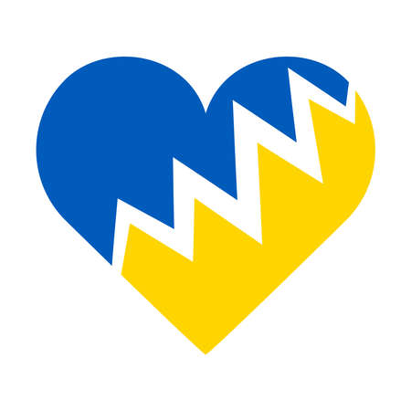 eps vector illustration with country ukraine national colors heart, broken in two parts for praying for ukraineのイラスト素材