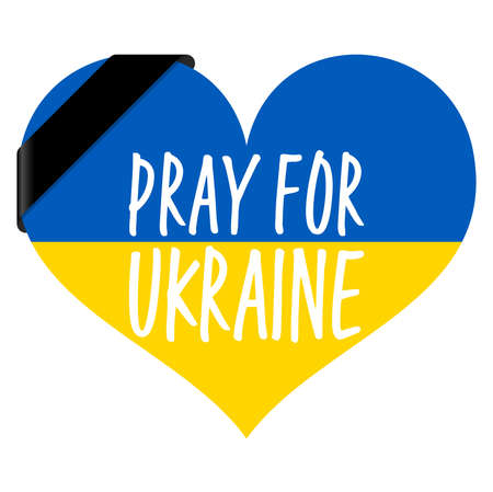 eps vector illustration with country ukraine national colors heart and black mourning bannerのイラスト素材