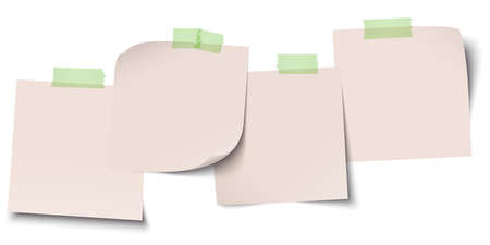 eps vector illustration with business little sticky notes in a row with colored adhesive tape and free copy space for your own textのイラスト素材