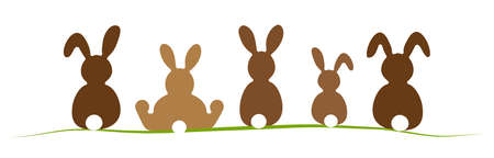 eps vector illustration with easter rabbits in different brown colors for springtime advertising or traditional season conceptsのイラスト素材