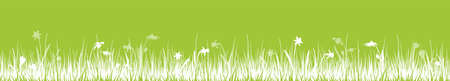 Eps vector panorama seamless illustration for spring, easter time or nature concepts. Happy fresh background with green silhouette of grass and flowersのイラスト素材