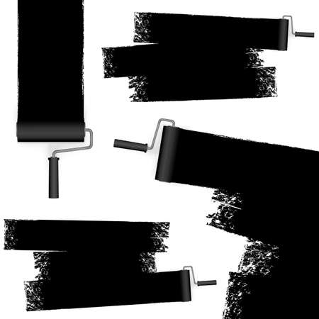isolated on white background paint roller with painted markings colored blackのイラスト素材