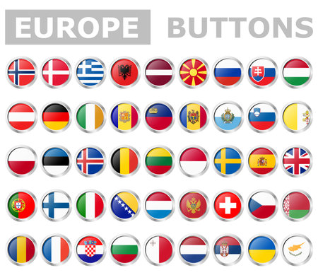 Collection of flags from all national countries of Europeのイラスト素材