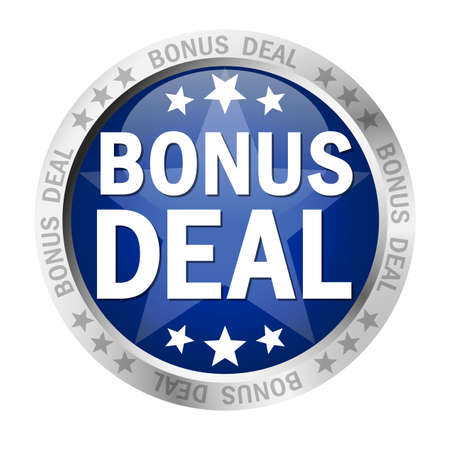 round colored button with silver frame and text Bonus Dealのイラスト素材