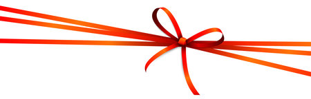 EPS 10 vector illustration of red colored ribbon bow and gift ribbon isolated on white backgroundのイラスト素材