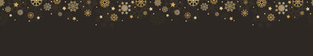EPS 10 vector illustration showing Christmas and Advent time falling snow stars seamless background header colored gold and blackのイラスト素材