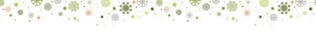 EPS 10 vector illustration showing Christmas and Advent time falling snow stars seamless background header colored green and whiteのイラスト素材