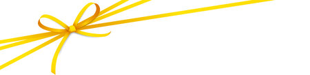 EPS 10 vector illustration of yellow colored ribbon bow and gift ribbon isolated on white backgroundのイラスト素材