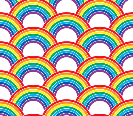 eps vector illustration showing wonderful colored rainbows, seamless backgroundのイラスト素材