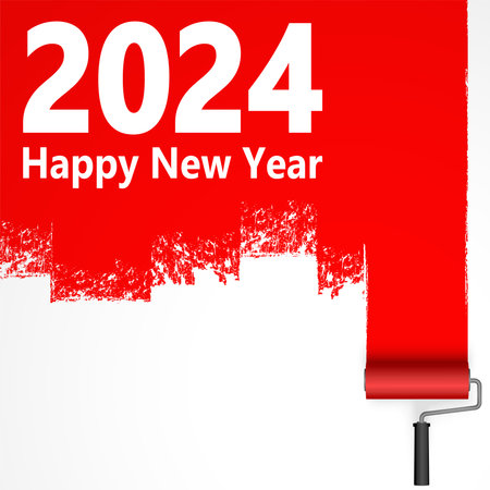paint roller concept New Year 2024のイラスト素材