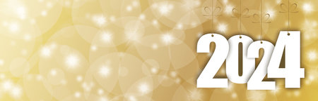 eps vector file with white colored hang tag numbers for New Year 2024, panorama backgroundのイラスト素材