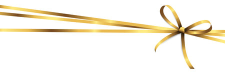 EPS 10 vector illustration of golden colored ribbon bow and gift ribbon isolated on white backgroundのイラスト素材