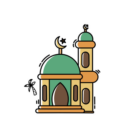 Animated cartoon icon for Eid greetings and the month of fastingのイラスト素材