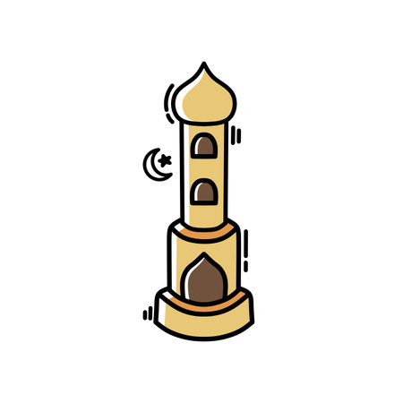 Animated cartoon icon for Eid greetings and the month of fastingのイラスト素材