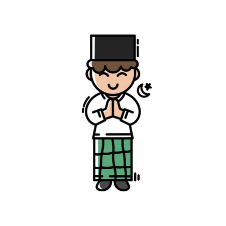 Animated cartoon icon for Eid greetings and the month of fastingのイラスト素材
