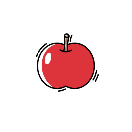 Red apple icon on white background. Vector illustration in flat style.のイラスト素材