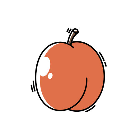 Peach fruit flat icon on white background for web and mobile designのイラスト素材