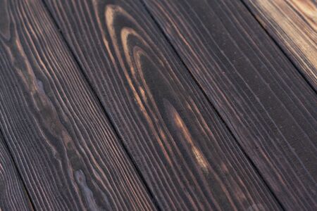Brown embossed wood texture. Dark wooden background. Wood texture close up. Wood planksの写真素材