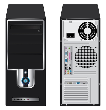 Computer case front and rear sideのイラスト素材