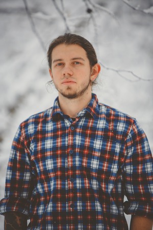 Portrait of a Man. Winter portraitの写真素材