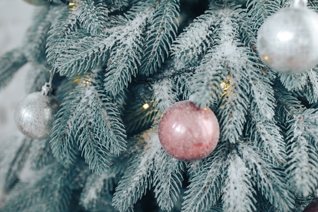 Christmas decoration on background, vintage filter, soft focusの写真素材