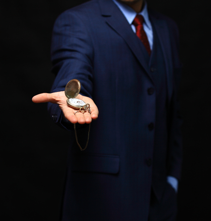 men's hand with a watch.の写真素材