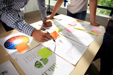 Business People Diverse Brainstorm Business Meeting Concept. Young designers working together on a creative project.の写真素材