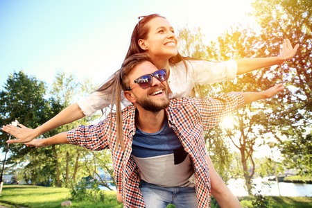 Happy Smiling Couple in love. happiness and romantic Scene of love couples partnersの写真素材