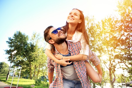 Happy Smiling Couple in love. happiness and romantic Scene of love couples partnersの写真素材