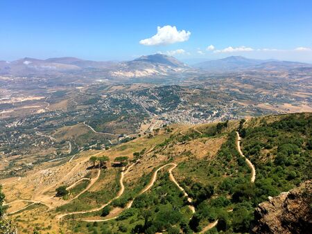 Aerial view of the Erice, Sicily, Italyの写真素材