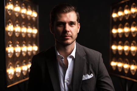 Elegant young handsome man. Studio fashion portraitの写真素材