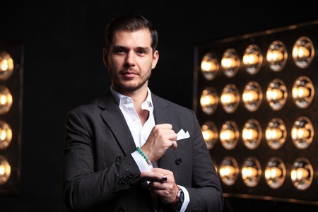 Elegant young handsome man. Studio fashion portraitの写真素材