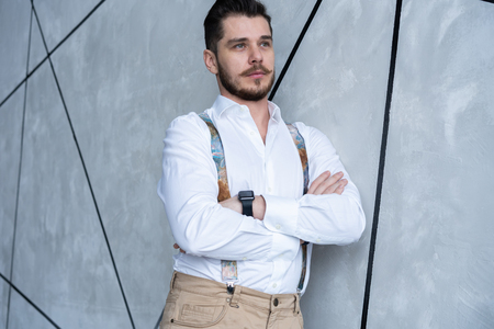 Elegant young handsome man. Studio fashion portrait.の写真素材