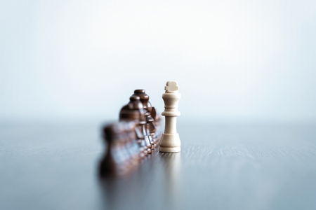 Chess figures on chessboard. concept of business strategy and tactic.の写真素材