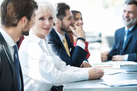 Portrait of smiling business woman looking at camera.の写真素材