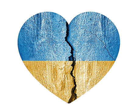 Flag of Ukraine in heart. No war. Peace. Relationship between Ukraine and Russia.の写真素材