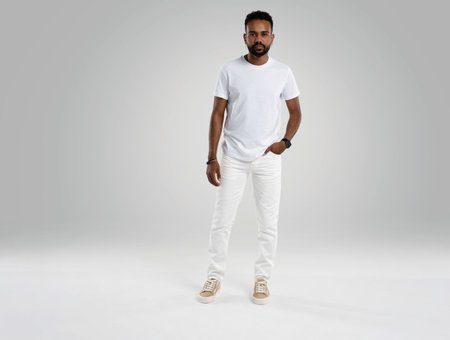 Handsome young african american guy posing in studio - isolated.