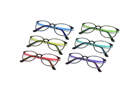 Colorful Plastic Eyeglasses isolated on white background.の写真素材